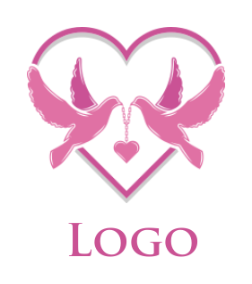 pet logo image love birds holding necklace in heart