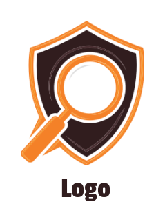 make a research logo magnifying glass in shield