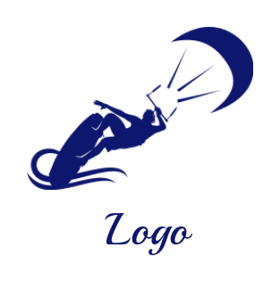 sports logo icon man parasailing with surf board - logodesign.net