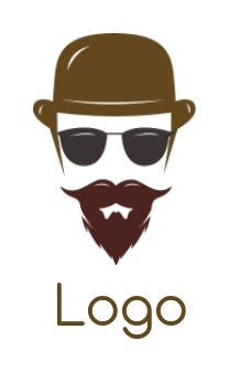 create a fashion logo man with beard wearing hat and sunglasses 