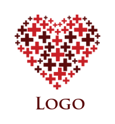medical logo medical crosses forming heart shape