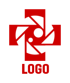 design a photography logo medical plus sign with lens 