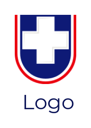 medical logo white cross inside Letter U