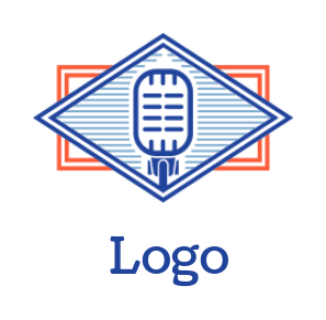 media logo mic in diamond and rectangle shape