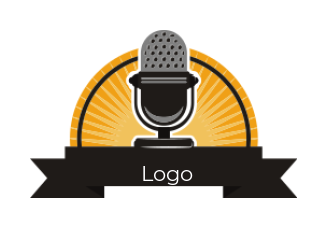 generate an advertising logo radio mic stand ribbon with half circle in rays 