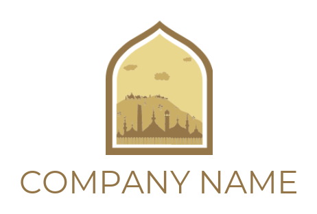 make a religious logo mosque inside the dome with desert