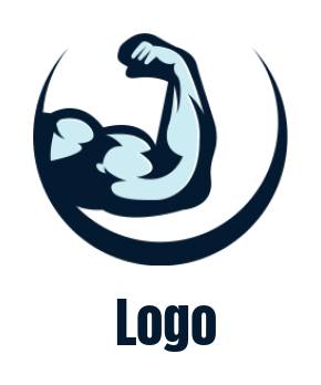 make a gym logo muscular bicep with swoosh
