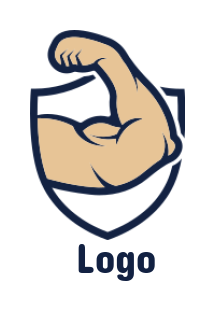 fitness logo muscular bicep in shield
