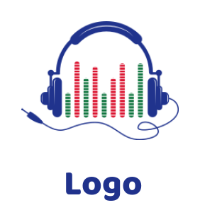music logo template DJ music mixer bars in headphone with cord 