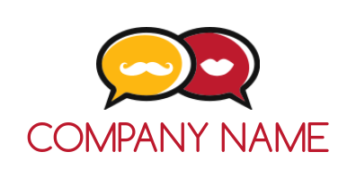 matchmaking logo template mustache and lip in speech bubble 