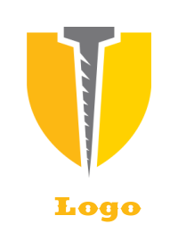 create a construction logo with nail in shield