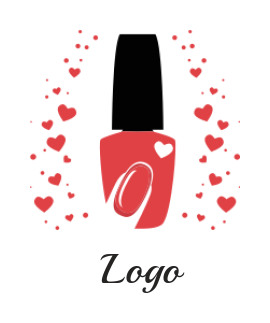 beauty logo nail polish bottle with hearts