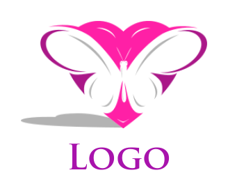 pet logo maker negative space butterfly in heart 