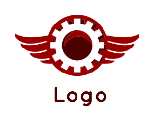 auto logo negative space gear with wings 