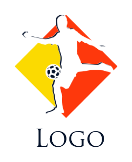 sports logo negative space player kicking ball 