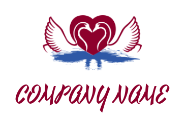 design a pet logo negative space swan inside heart  