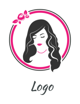 beauty logo negative space face in circle