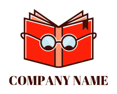 publishing logo open book wearing glass bookmark