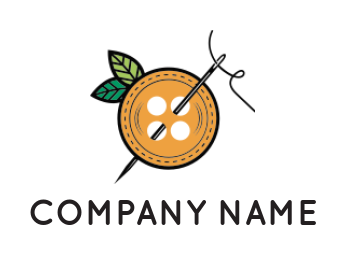 apparel logo orange shape button & needle leaves