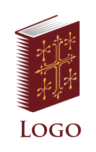 create an education logo ornamental cross on book - logodesign.net