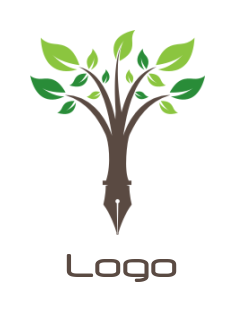 make a education logo icon pen tree with leaves