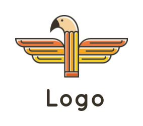 arts logo maker pencil merged with parrot head - logodesign.net
