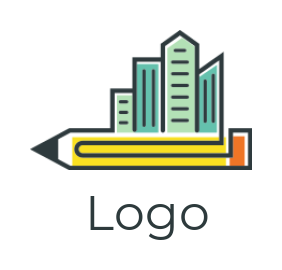 design an education logo pencil with city skyline - logodesign.net