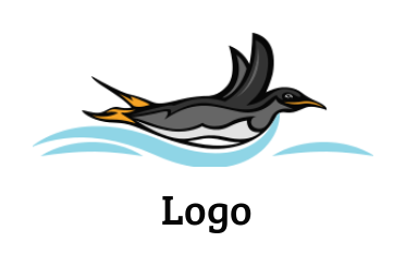pet logo maker penguin on the waves 