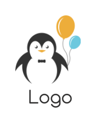 design a pet logo penguin with balloons