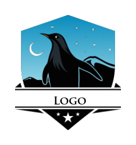 animal logo maker silhouette penguin in shield