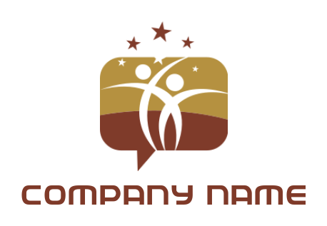 make an employment logo people inside chat symbol with star 