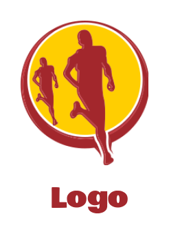 fitness logo people running in front of circle