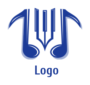 music logo online piano keys between music notes - logodesign.net