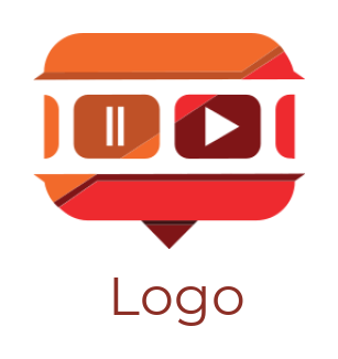 media logo illustration play and pause button inside bubble speech 