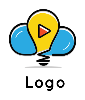 media logo play button inside bulb with cloud