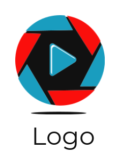 media logo icon play symbol inside shutter circle - logodesign.net