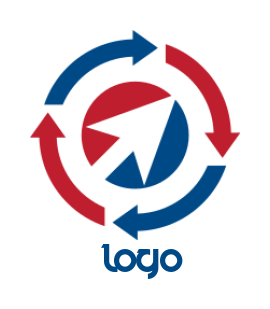 marketing logo in the circle with arrows around
