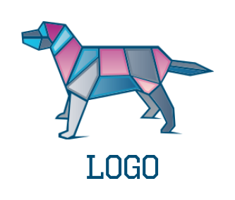 make a pet logo maker polygonal colorful dog 