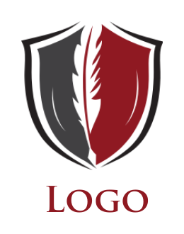 create a Law firm logo of a quill feather in shield