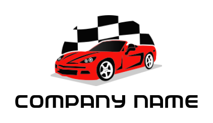 auto logo red racing car against checkered flag