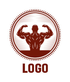 create a fitness logo retro body builder in circle - logodesign.net