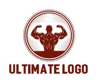 create a fitness logo retro body builder in circle - logodesign.net