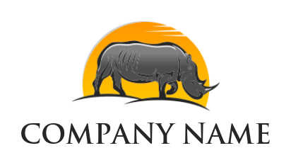 animal logo rhinoceros with sun behind