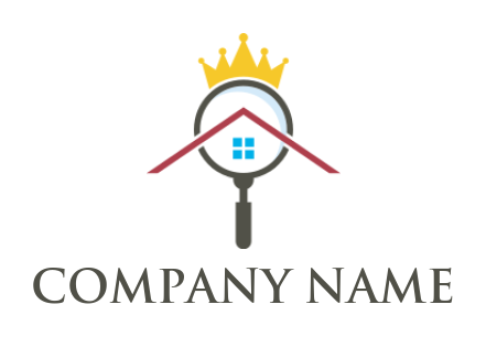 property logo abstract roof in magnifying glass
