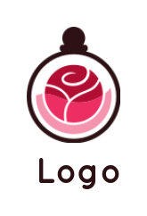 beauty logo icon rose inside perfume bottle 
