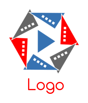 create a music logo rotating triangles around play icon