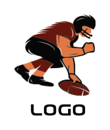 create a sports logo of rugby player playing 