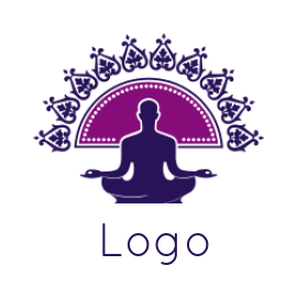 fitness logo icon semi circle motifs over yoga man - logodesign.net