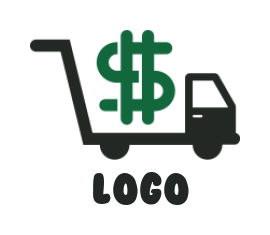 trade logo dollar sign in cart shape truck