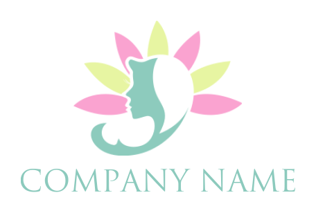 beauty logo side profile of woman with petals